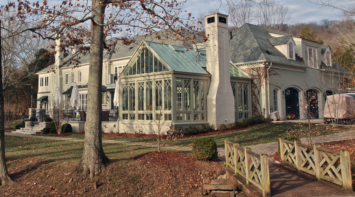 conservatory addition with fireplace
